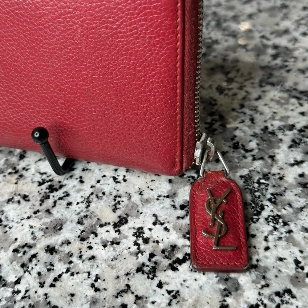 Yves Saint Laurent YSL | Gorgeous Red Leather Long Zipper Wallet - Picture 12 of 12